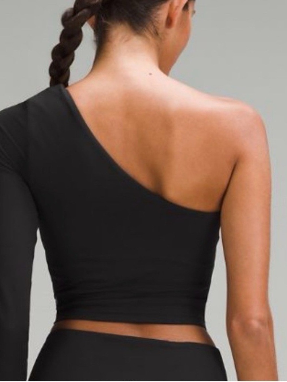 lululemon athletica One-Shoulder Black Long-Sleeve Cropped Top - Picture 2 of 4